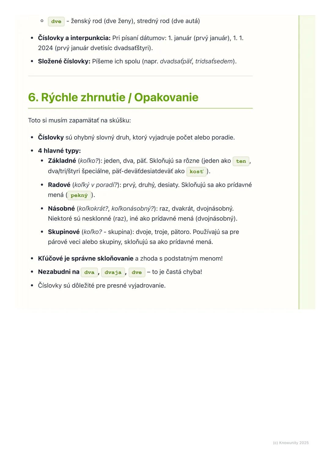 # Číslovky

1. Úvod do čísloviek

Ahojte! Dnes si zopakujeme číslovky, čo je super dôležitá časť slovenčiny.
Číslovky sú slová, ktoré nám ho