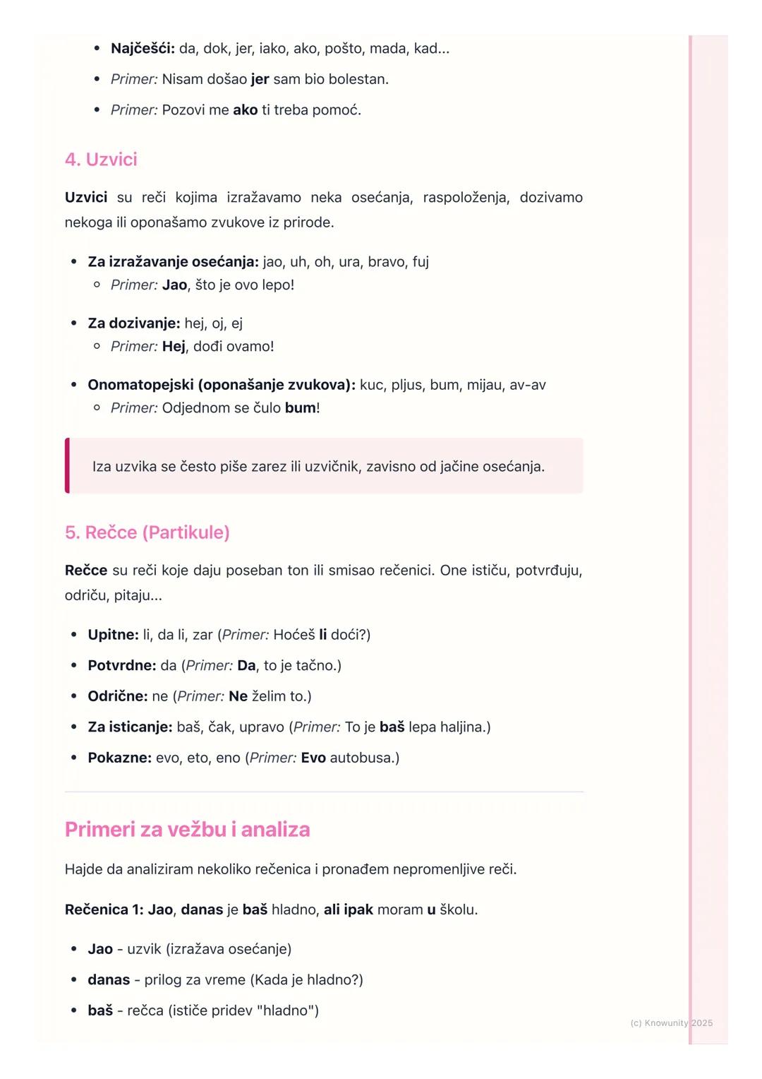 # Nepromenljive reči

Uvod u nepromenljive reči

Nepromenljive reči su vrste reči koje uvek imaju isti oblik. To znači da se ne
menjaju po p