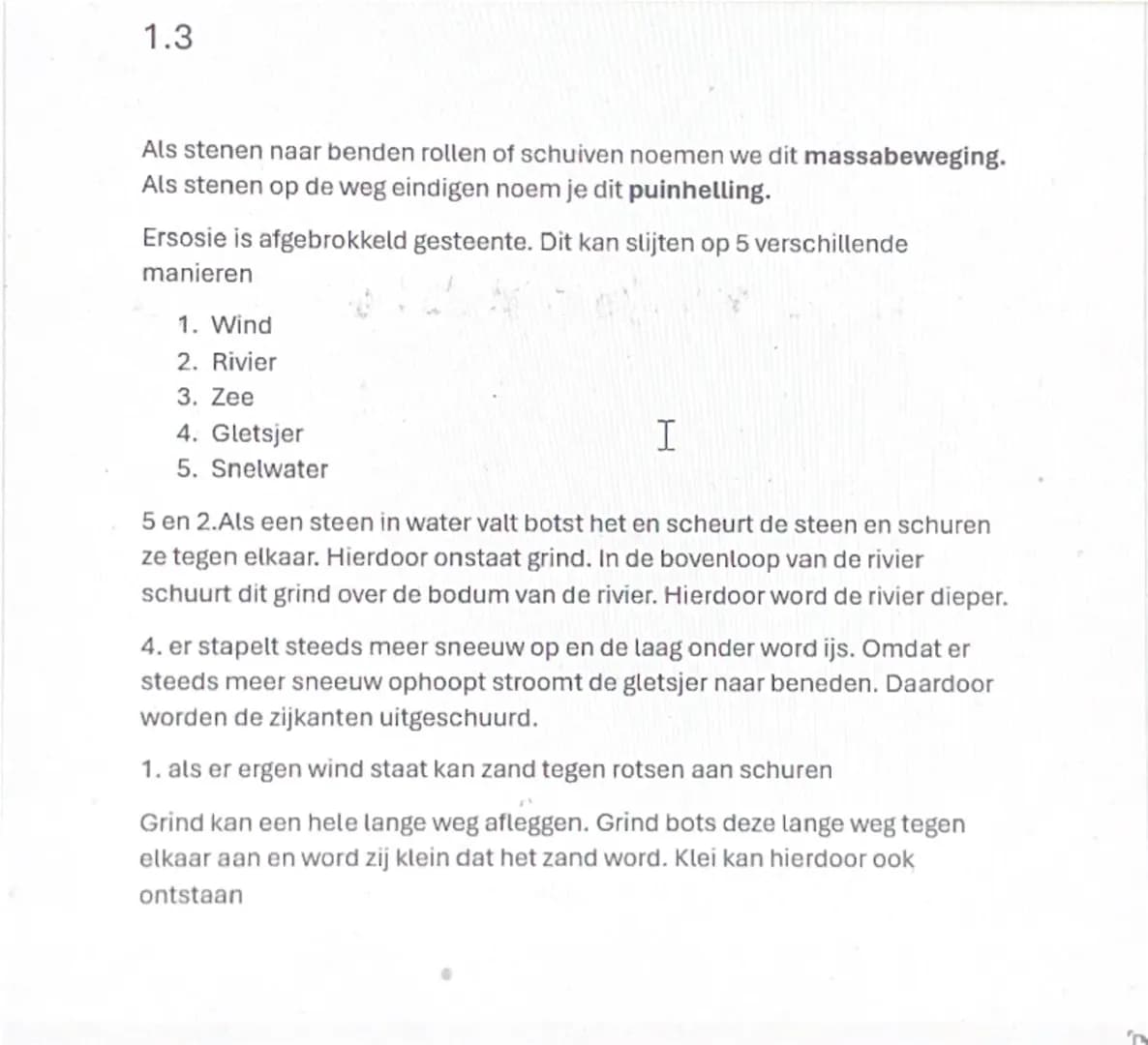 # 1.1

in de himalaya vind je veel fossielen. Dit komt doordat rivieren die aan een oceaan vast
zaten zand en klei meenemen, dit word naar d