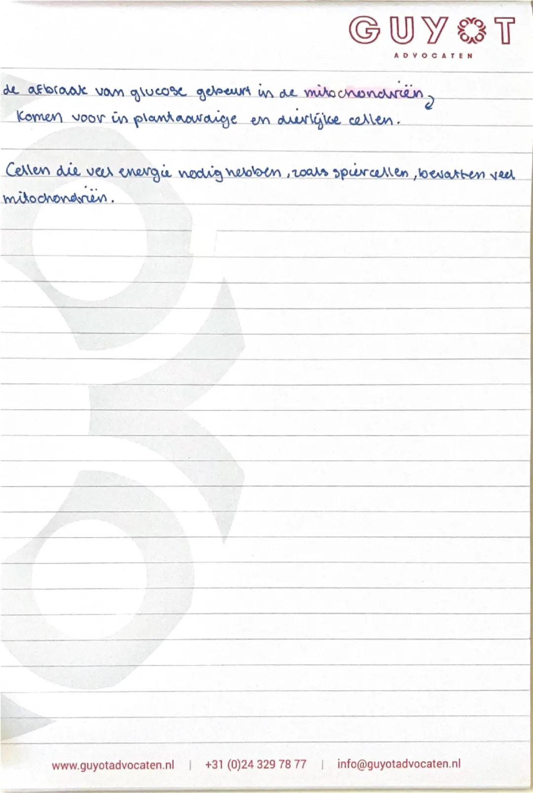 # BIOLOGIE GUYOT

ADVOCATEN

H1: verbranding en ademhaling

§1

Als het licht is vindt in de groene deren van planten fotosynthese
plaats.

