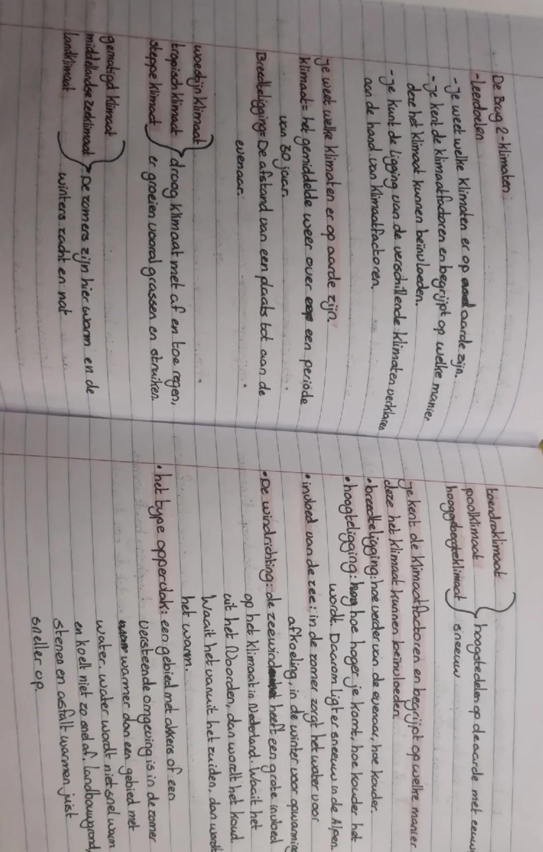 Samenvattingen
aardrijkskunde
De Brug 1 Weer
Leerdoelen:
-Je weet uit welke weerselementen het weer bestaat
-Je begrijpt hoe luchtdrukuersch