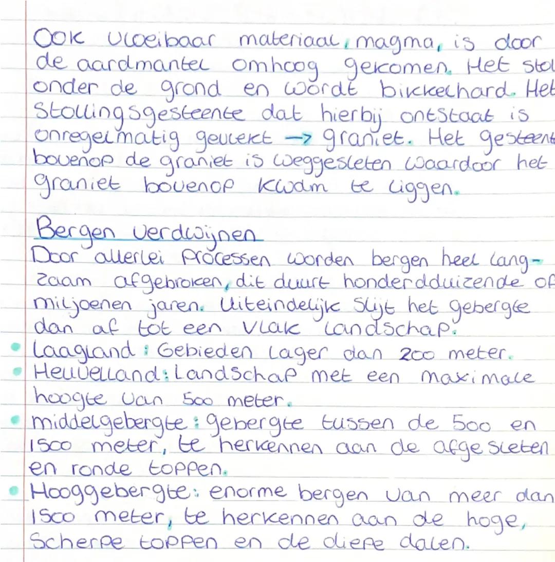 # Samenvatting

Hoofdstuk 1 Paragraaf 1

Bergen groeien, bergen verdwijnen.

Leerdoelen:

*   Je kunt uitleggen op welke manier bergen ontst
