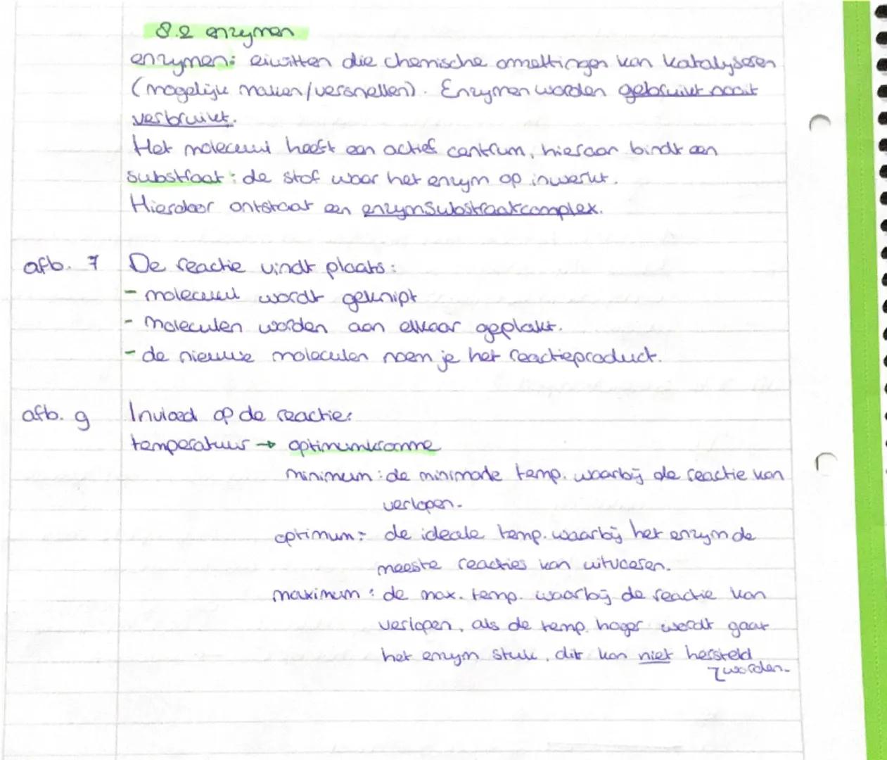 8.1 chemie in cellen
Stofwisseling: alle processen in een organiome wear.
Chemische omzetting plaatsvindt.
organische stoffen: stoffen die g