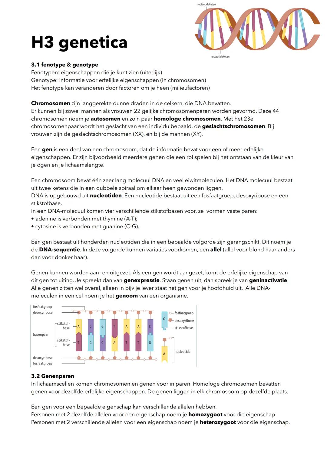 Biologie hoofdstuk 3 genetica havo 5