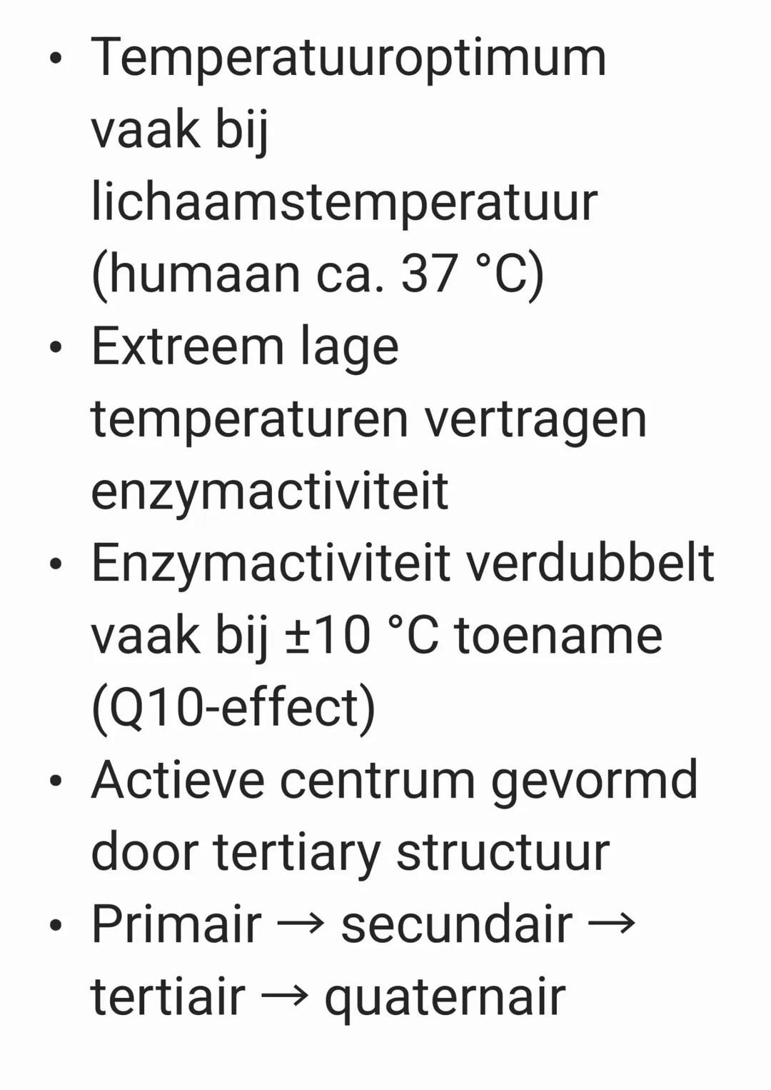 • Enzymen zijn eiwitten
• Ze versnellen of maken
reacties mogelijk
• Ze verlagen de
activeringsenergie
• Werking door binding
substraat
• Su