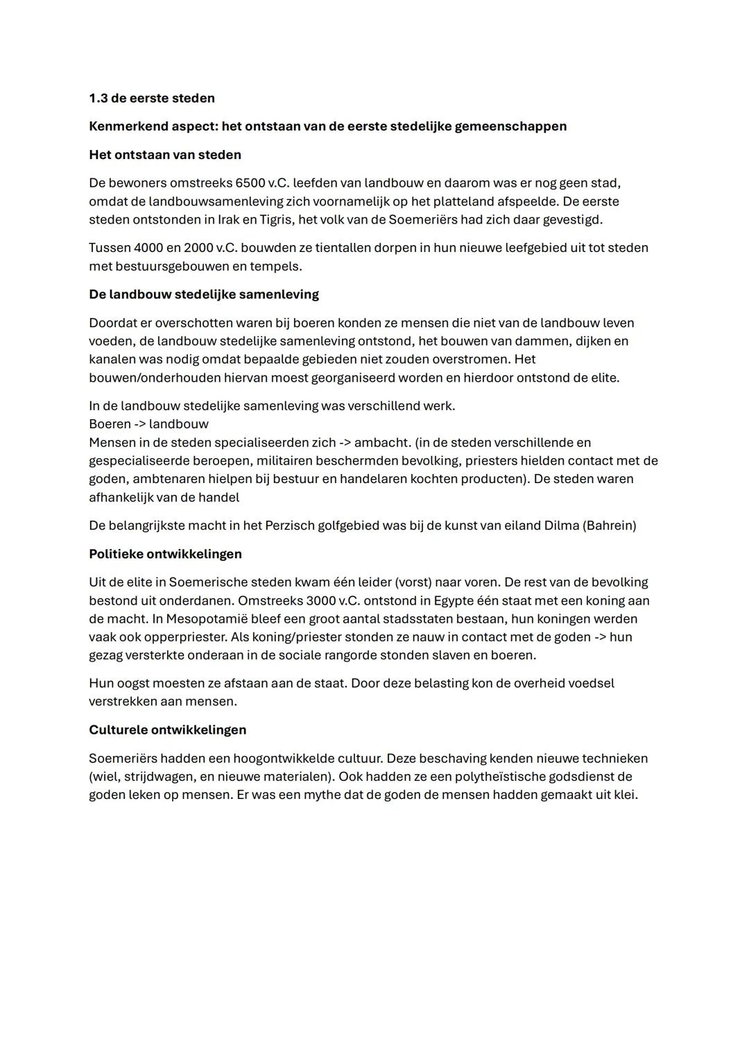 Geschiedenis samenvatting TW1
1.1 het leven van jagers en verzamelaars
Kenmerkend aspect: de levenswijze van jager-verzamelaars
Geen schrift