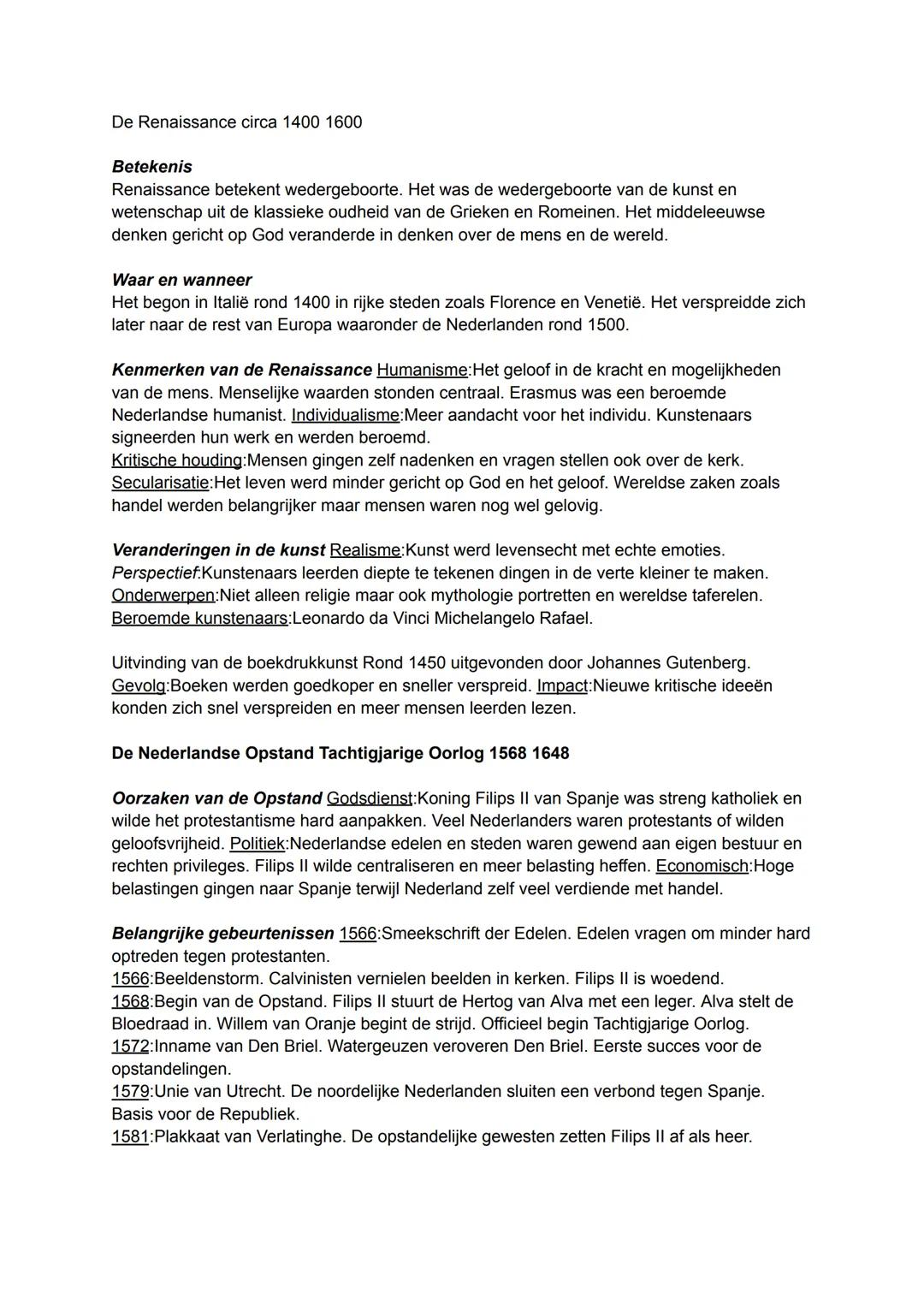 De Renaissance circa 1400 1600
Betekenis
Renaissance betekent wedergeboorte. Het was de wedergeboorte van de kunst en
wetenschap uit de klas