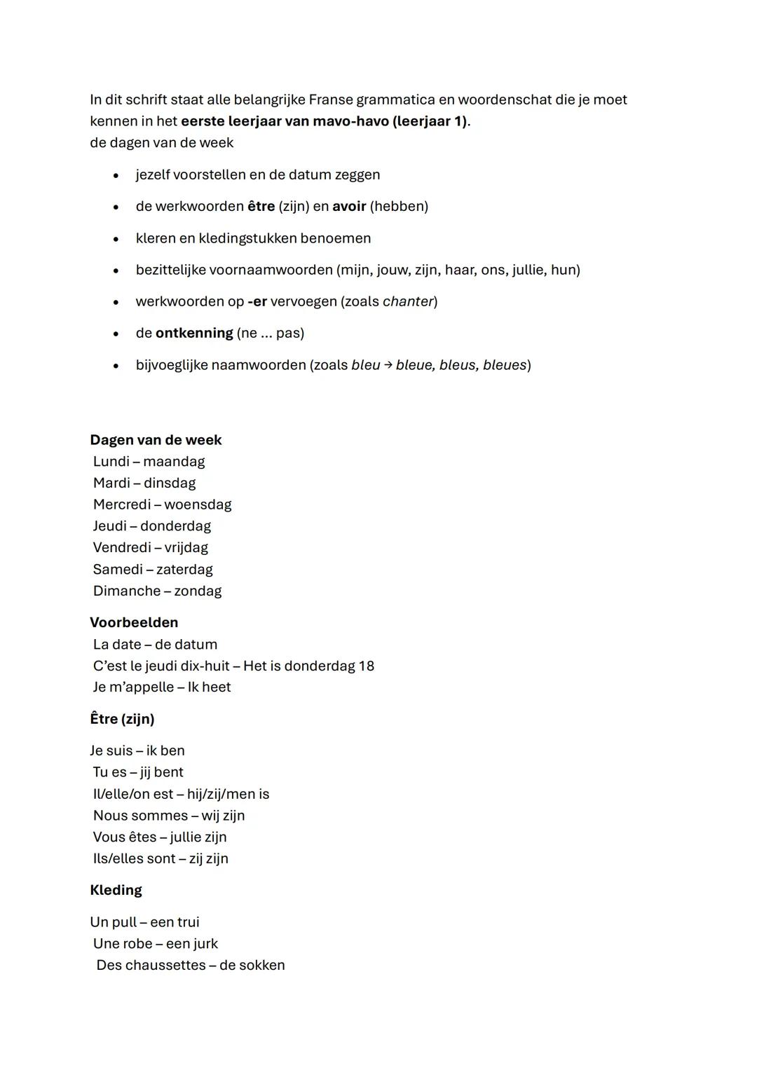 Frans โ Basisgrammatica en Woordenschat (Leerjaar 1, mavo-havo)