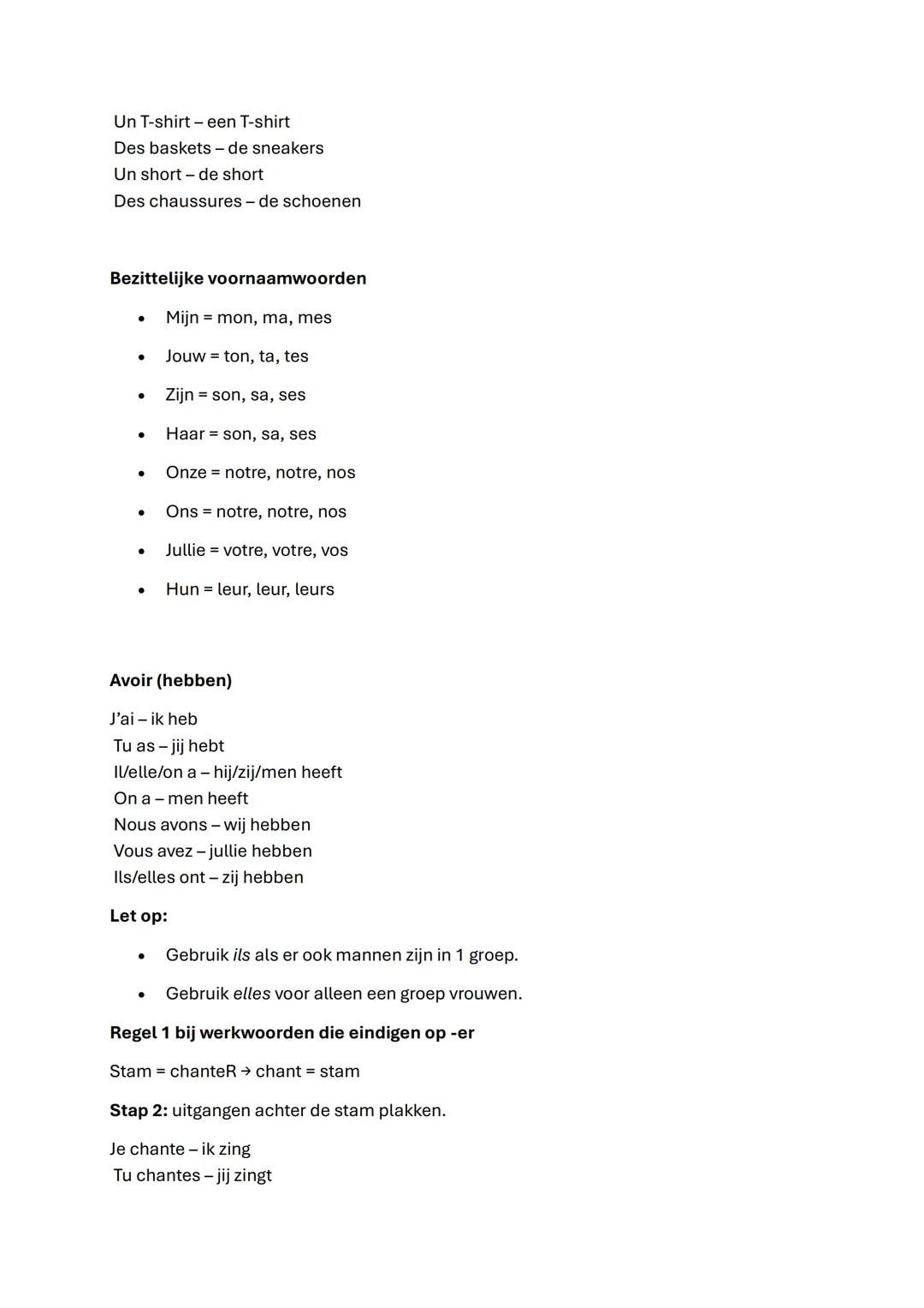 In dit schrift staat alle belangrijke Franse grammatica en woordenschat die je moet
kennen in het eerste leerjaar van mavo-havo (leerjaar 1)