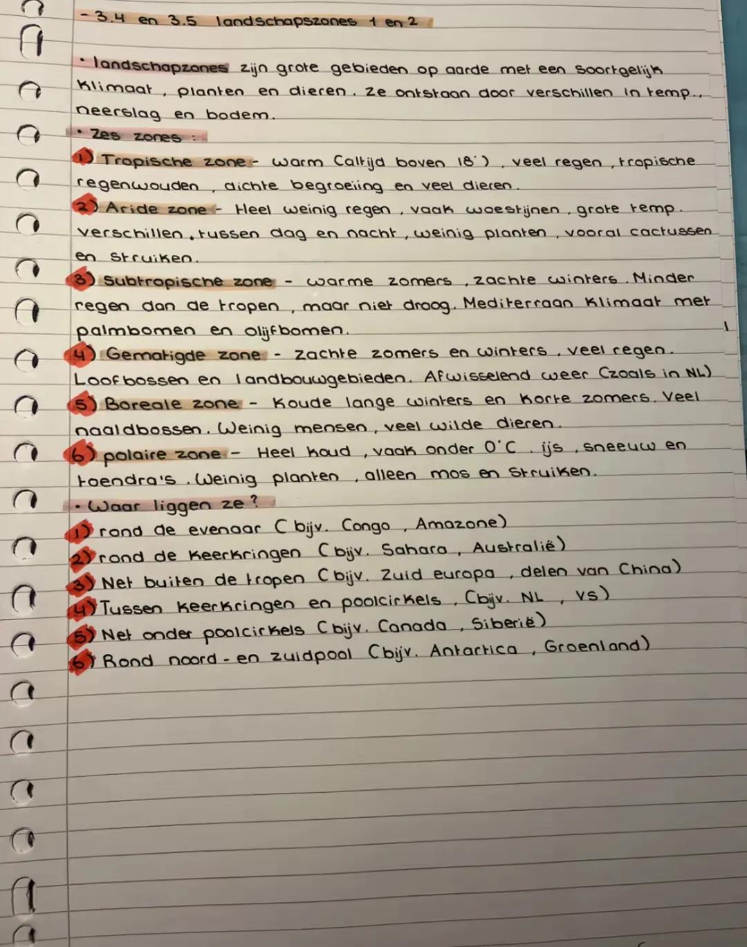-3.4 en 3.5 land schapszones 1 en 2
- landschapzones zijn grote gebieden op aarde met een soortgelijk
Klimaat, planten en dieren. Ze ontsta