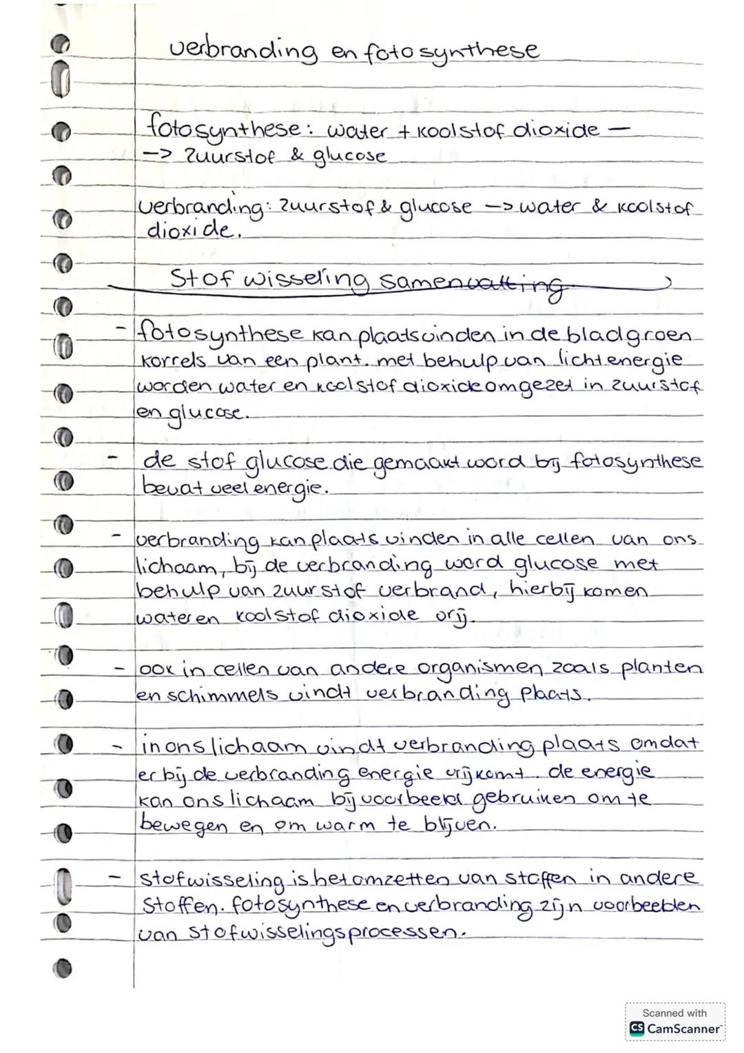 Biologie Stofwisseling