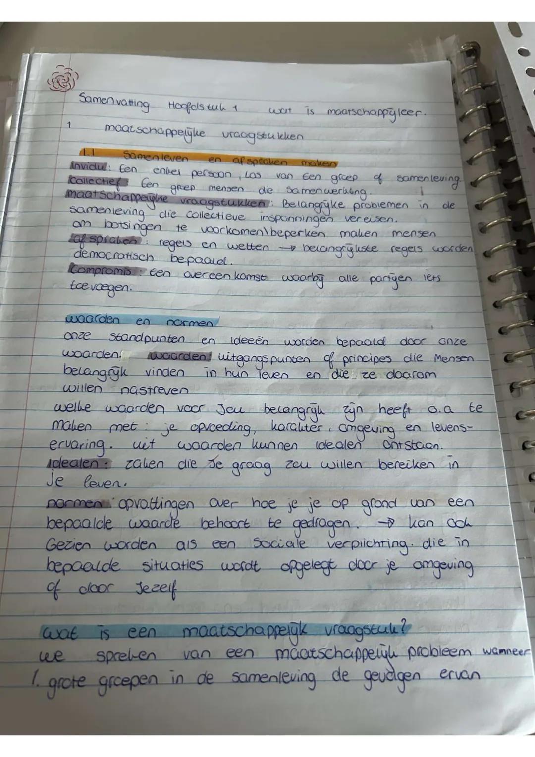 1
Samenvatting Hoofdstuk 1 wat is maatschappijleer.
maatschappelijke vraagstukken
Samen leven en afspraken maken
Invidu: Een enkel persoon,