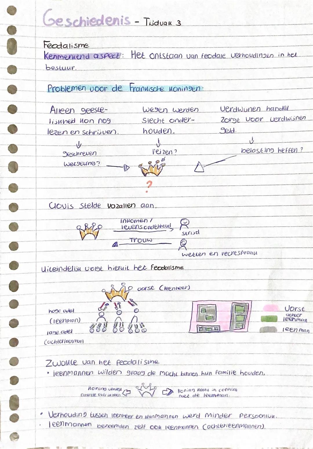 Geschiedenis - Tisduak 3
Feodalisme
Kenmerkend aspect: Het ontstaan van feodale verhoudingen in het
bestuur.
Problemen voor de Frannische ko