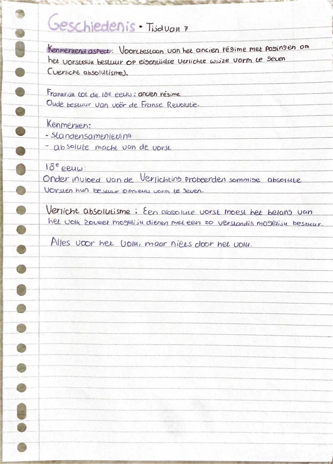 ## Geschiedenis - Tijdvak 7
**Kenmerkend aspect**: Rationeel Optimisme en 'verlicht denken' dat werd
toegepast op alle terreinen van de sam