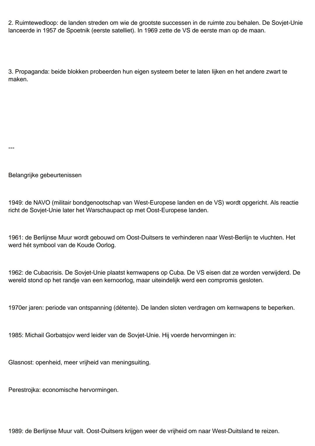 Geschiedenis: De Koude Oorlog (1945-1991)
Oorzaken van de Koude Oorlog
Na de Tweede Wereldoorlog werd duidelijk dat de twee overwinnaars, de
