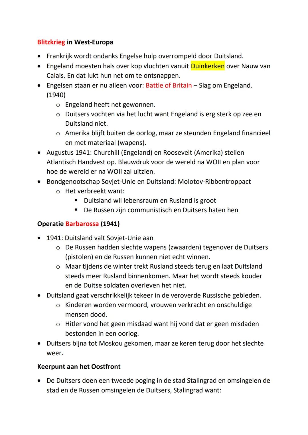 Blitzkrieg in West-Europa
• Frankrijk wordt ondanks Engelse hulp overrompeld door Duitsland.
• Engeland moesten hals over kop vluchten vanui