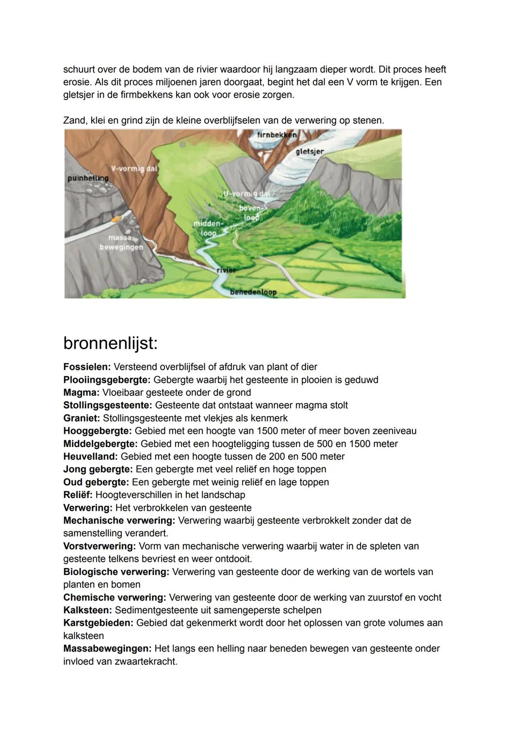 1.1 gebergten ontstaan, gebergten verslijten
Bergen ontstaan door het botsen van platen. De platen botsen tegen elkaar aan en drukken
elkaar