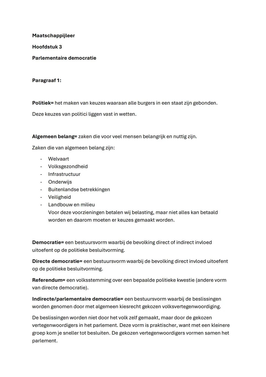 Maatschappijleer samenvatting hoofdstuk 3