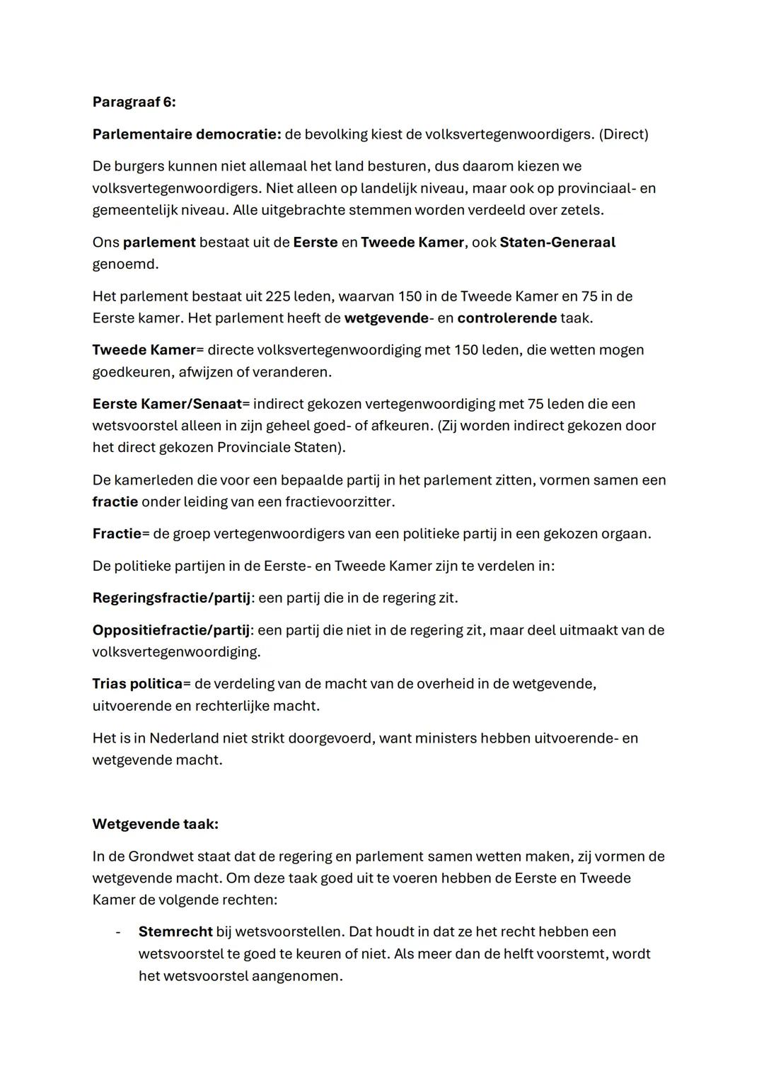 Maatschappijleer
Hoofdstuk 3
Parlementaire democratie
Paragraaf 1:
Politiek= het maken van keuzes waaraan alle burgers in een staat zijn geb