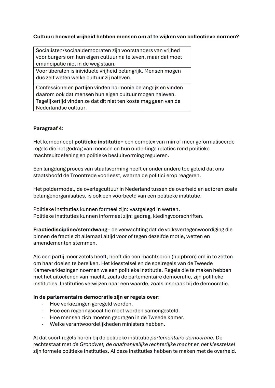 Maatschappijwetenschappen Hoofdstuk 4 & 6
Hoofdstuk 4:
Paragraaf 1:
Het kernconcept staatsvorming= de institutionalisering van politieke mac