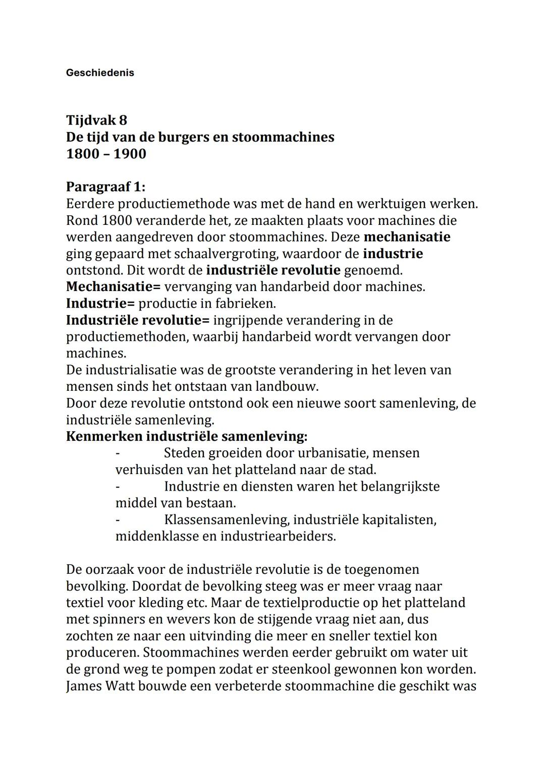 Samenvatting van Geschiedenistijdvak 8