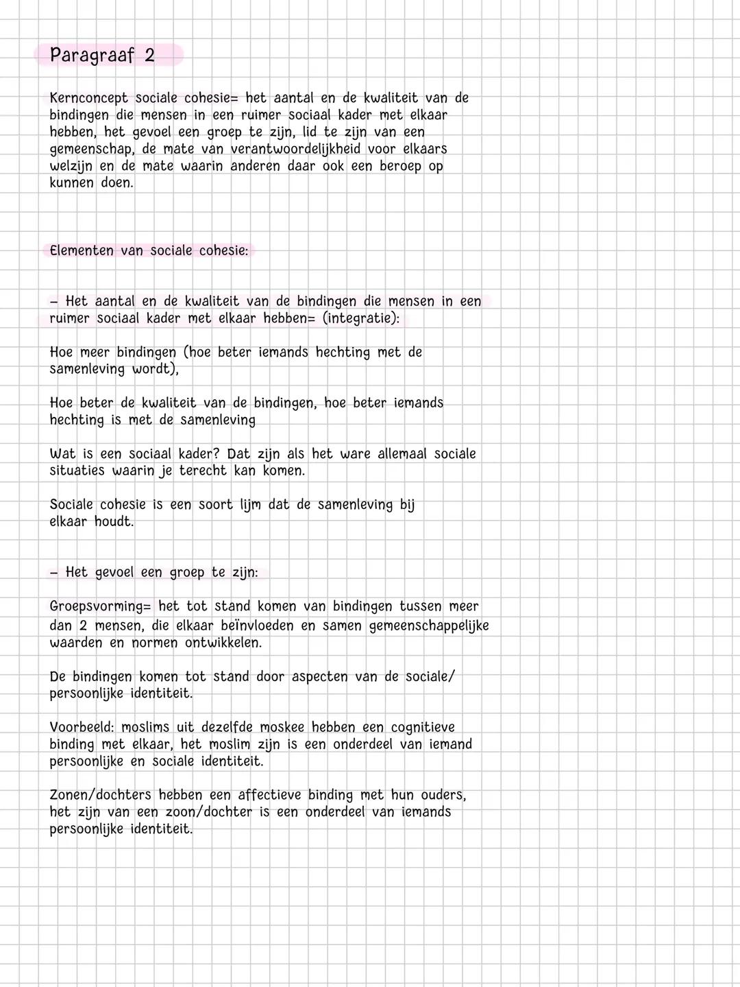 Hoofdstuk 2
De samenlevingen en bindingen
Hoofdconcept van het hoofdstuk:
Binding
Paragraaf 1
Binding verwijst naar de relatie en onderlinge