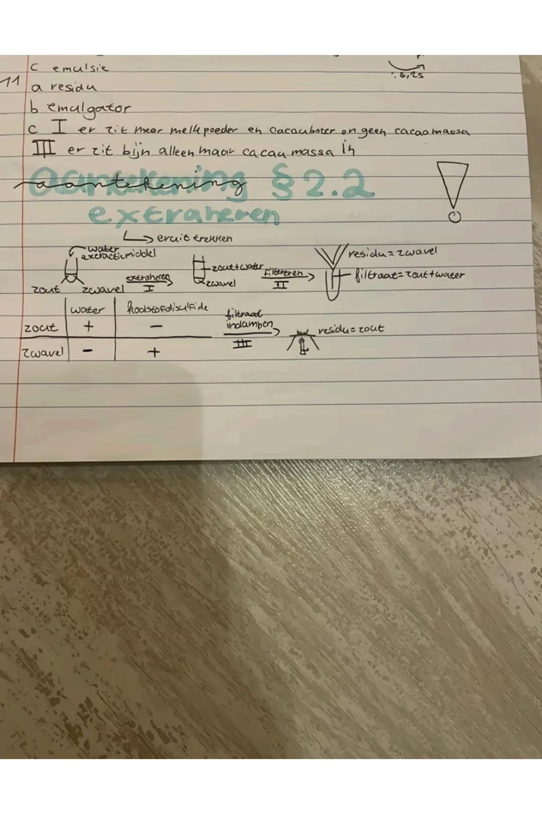 # §1 Hoofdstuk 1 aan het begin practicum
1) A + B + C $\longrightarrow$ D + E
beginstoffen
2) $\longrightarrow$ +
Scheiden
Scheikund