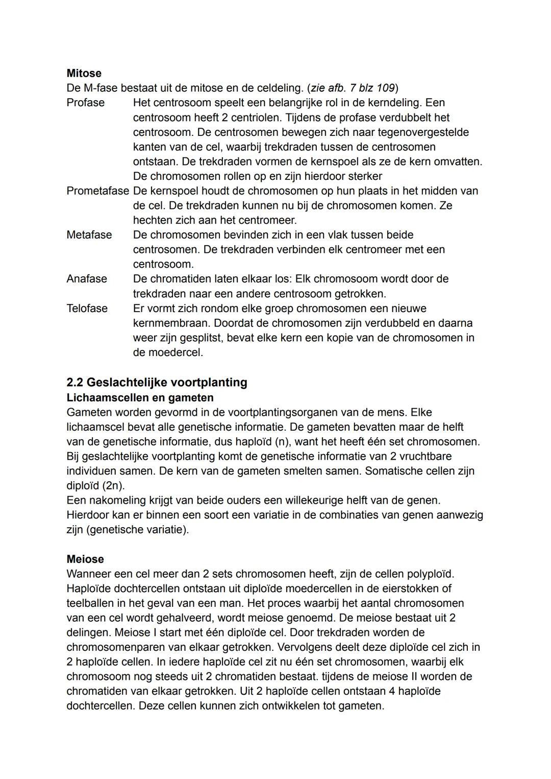 2.1 Ongeslachtelijke voortplanting
Natuurlijke ongeslachtelijke voortplanting
Bij ongeslachtelijke voortplanting (bijv celdeling) ontstaan n