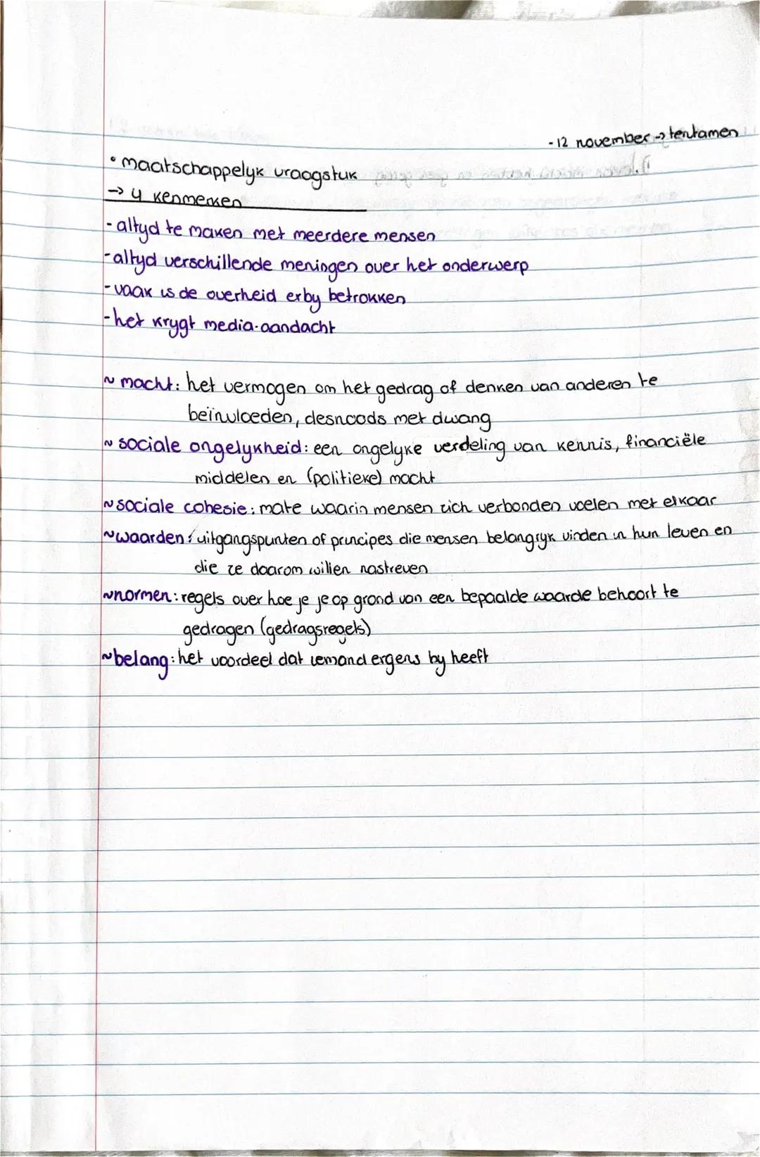 *maatschappelyk uroogstuk
→ 4 kenmerken
-altyd te maken met meerdere mensen
-altyd verschillende meningen over het onderwerp
-vaak is de ove