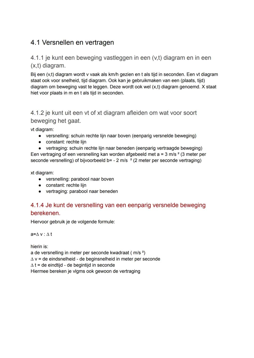 Natuurkunde samenvatting beweging