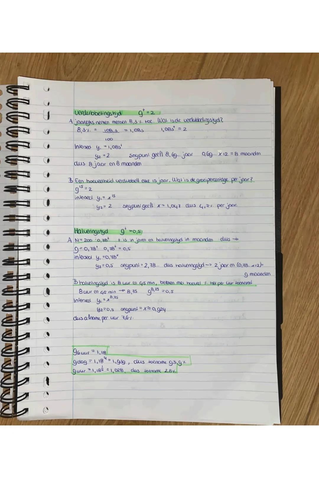 Wiskunde expontentiele verbanden (hoofelsking)
lineaire groei
N=al + b (y=ax+b)
t=5 N=130
t=8 N=190
N=20t + b
t=5 N=130
20·5 + b =130
100 +