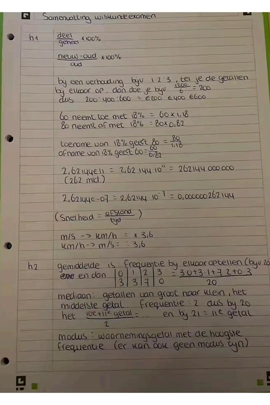 Aantekingen wiskunde A