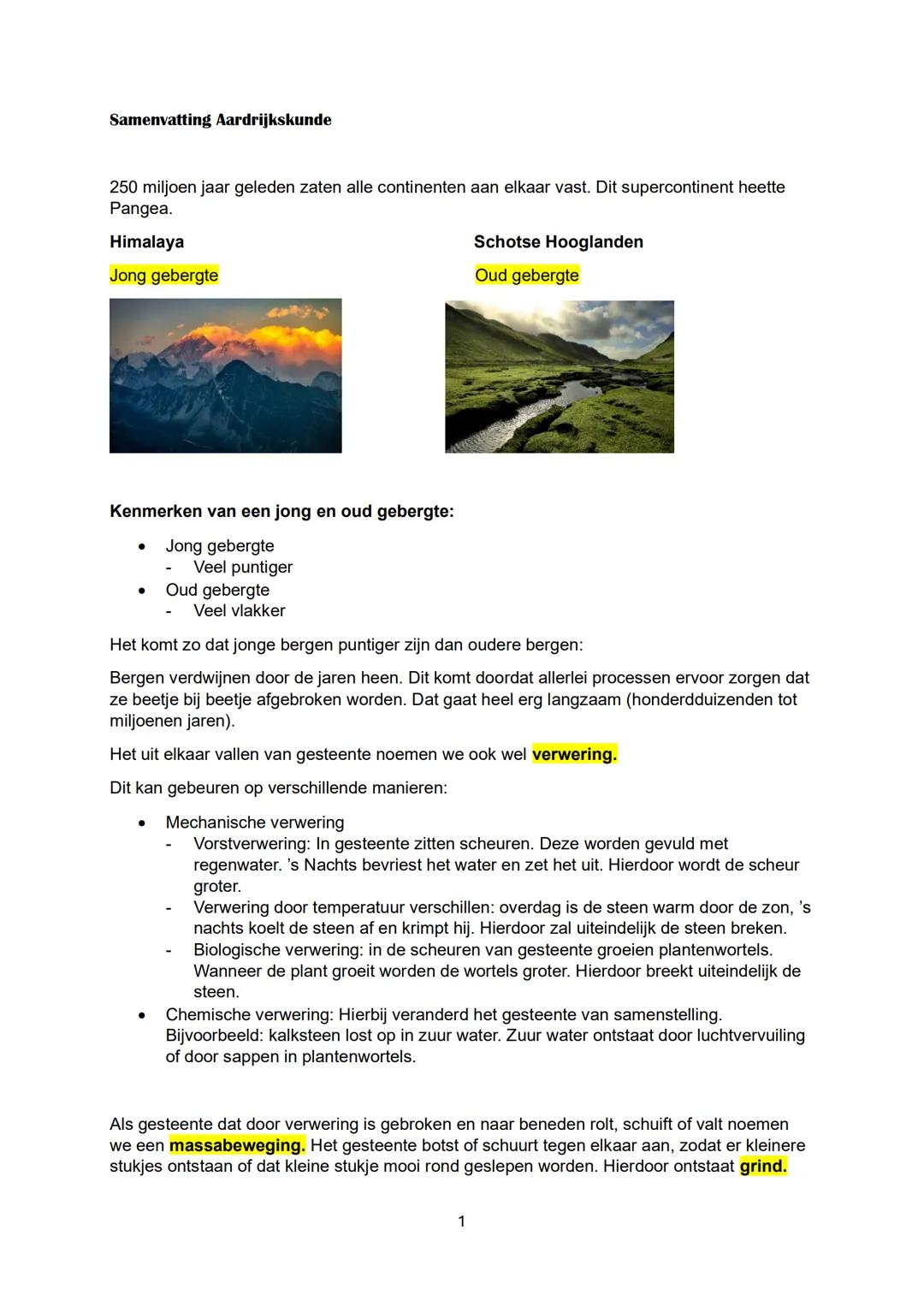 Samenvatting aardrijkskunde landschappen