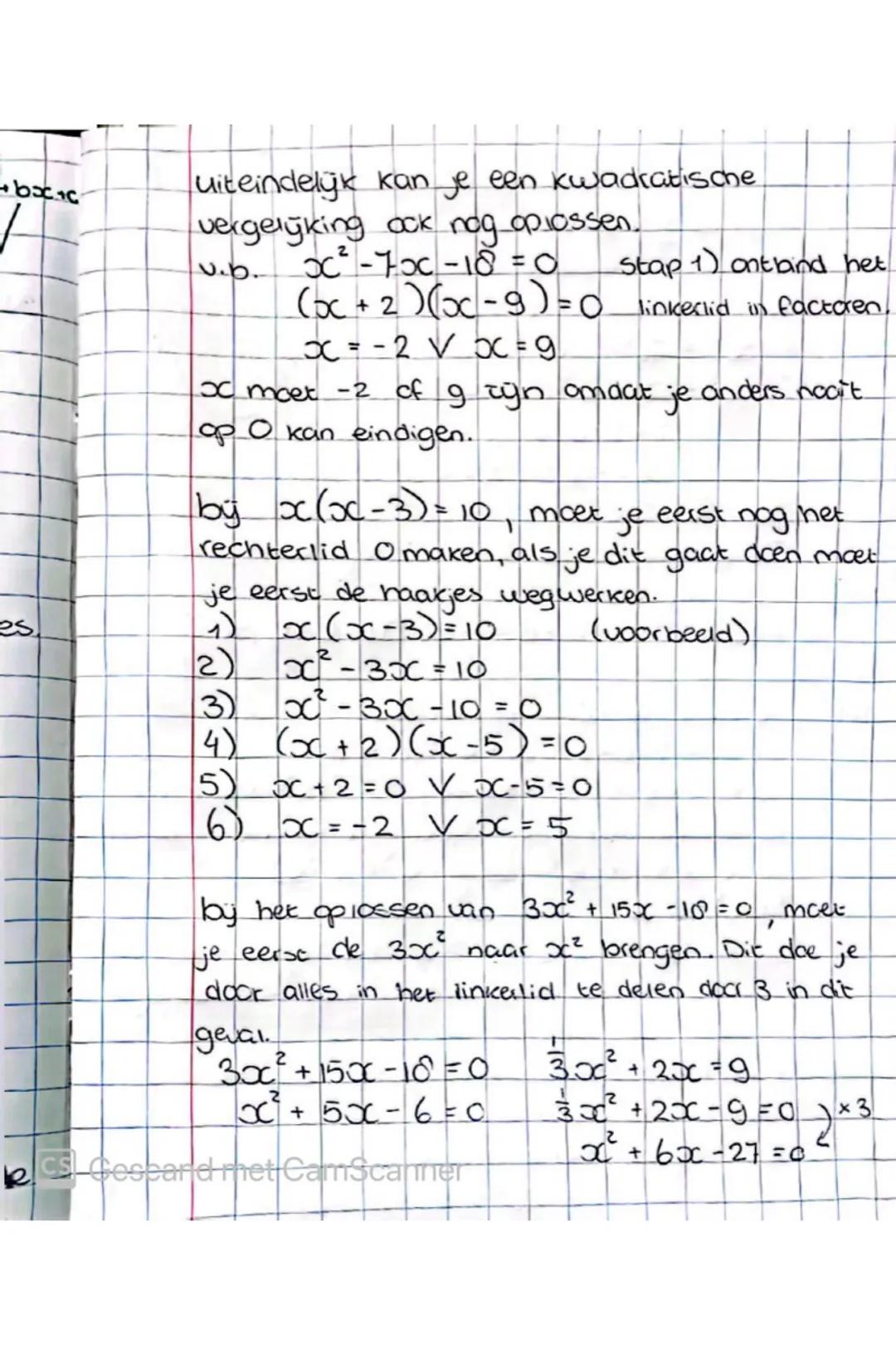 bacc
uiteindelijk kan je een kwadratische
vergelyking ack nog oplossen.
v.b.
$x^2-7x-18=0$
$(x+2)(x-9)=0$
$x=-2
V
x=9$
Stap 1) ontbind het