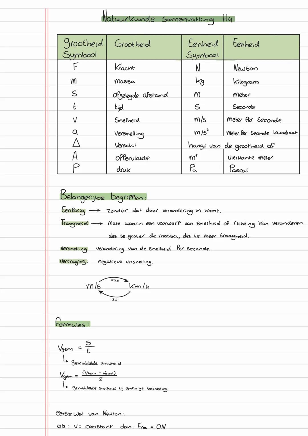 Natuurkunde Hoofdstuk 4