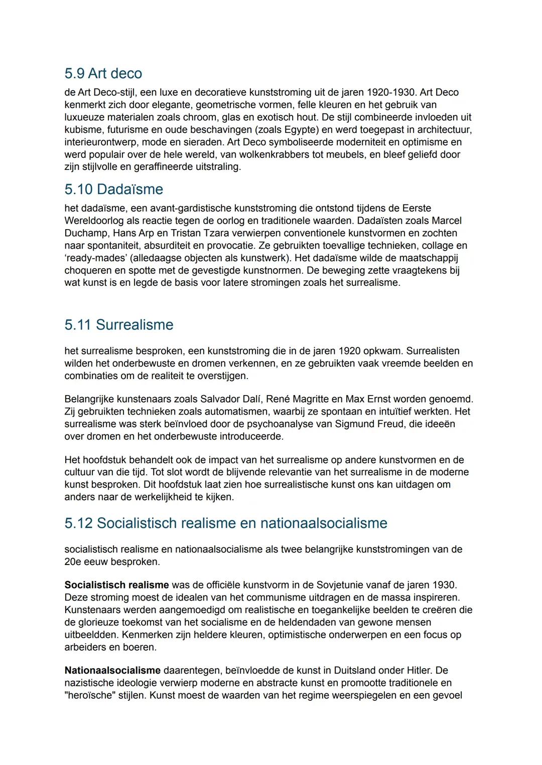 ## Hoodstuk 5: Modernisme
### 5.1 Modernisme 1900-1945
"modernisme" is een overkoepelende term voor een aantal kunststromingen in de eerst