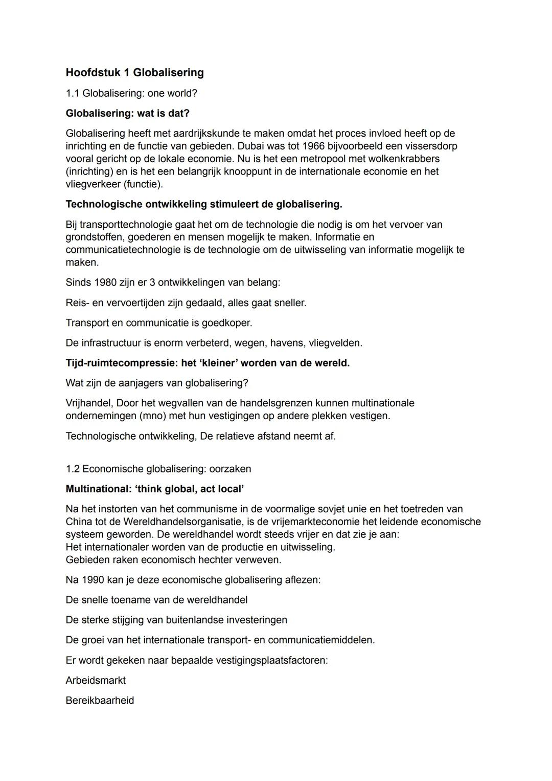 Samenvatting aardrijkskunde havo 5 alle stof