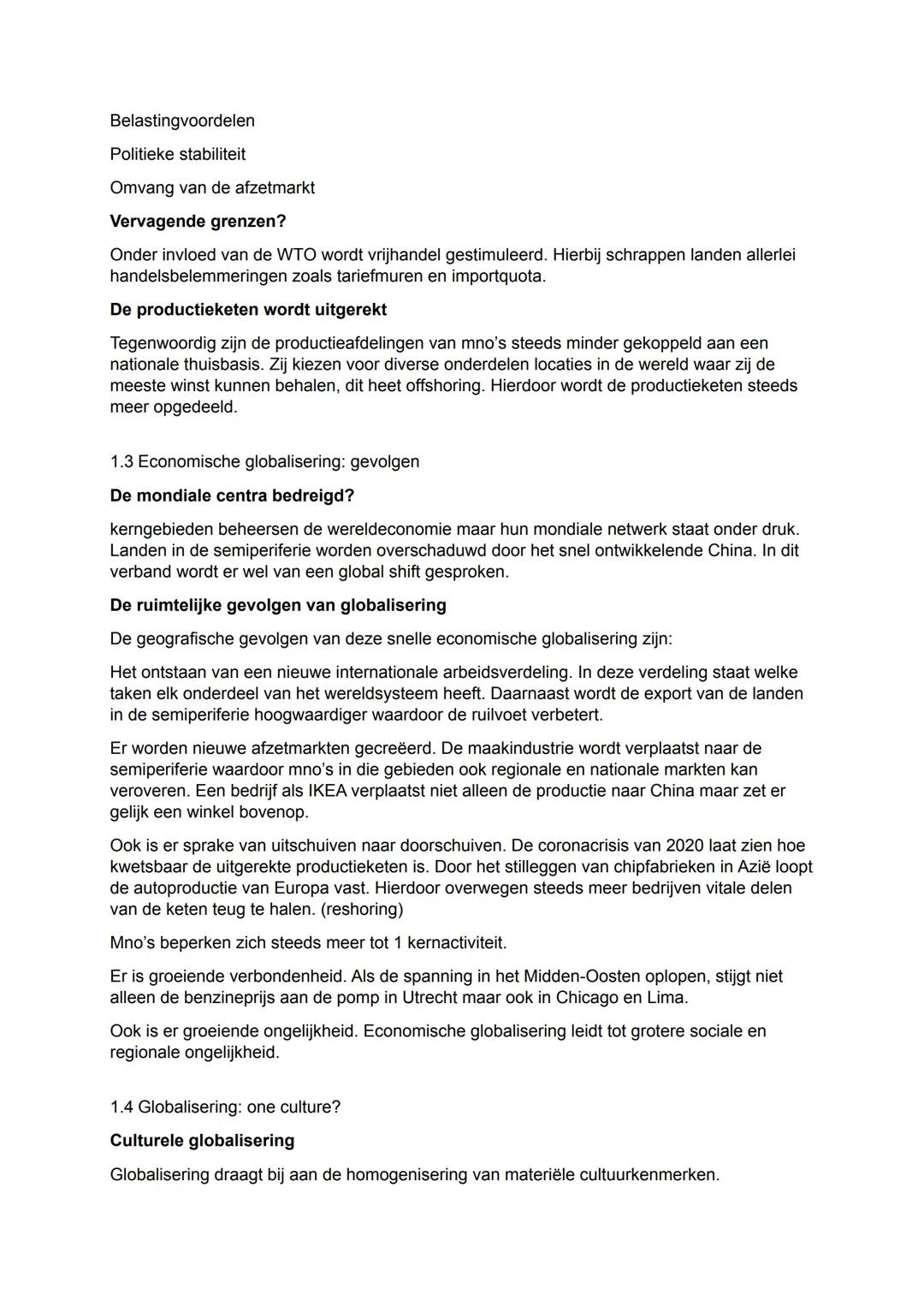 Hoofdstuk 1 Globalisering
1.1 Globalisering: one world?
Globalisering: wat is dat?
Globalisering heeft met aardrijkskunde te maken omdat het