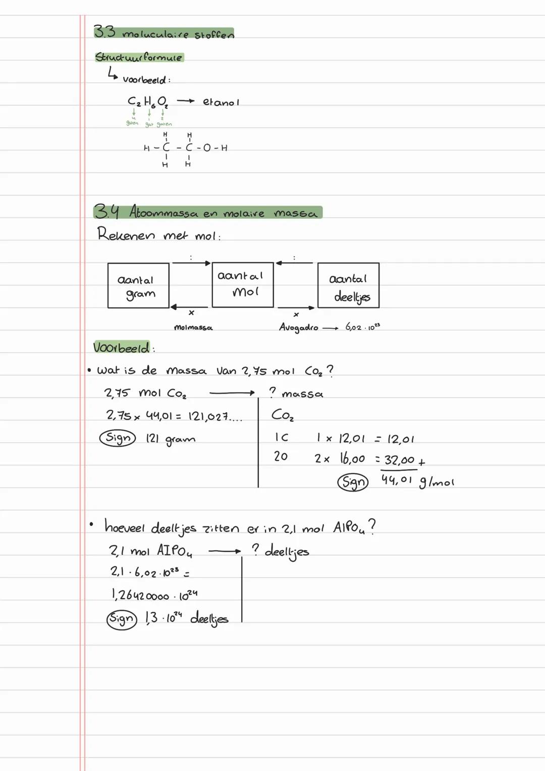 Scheikunde aantekening H3
3.1 Atoommodel
Kern
Wolk
e
Voorbeeld opg:
CL-35
${35\atop 17}Cl$
P+ →17
e →17
n →35-17:18
ISotopen
→ Atomen met