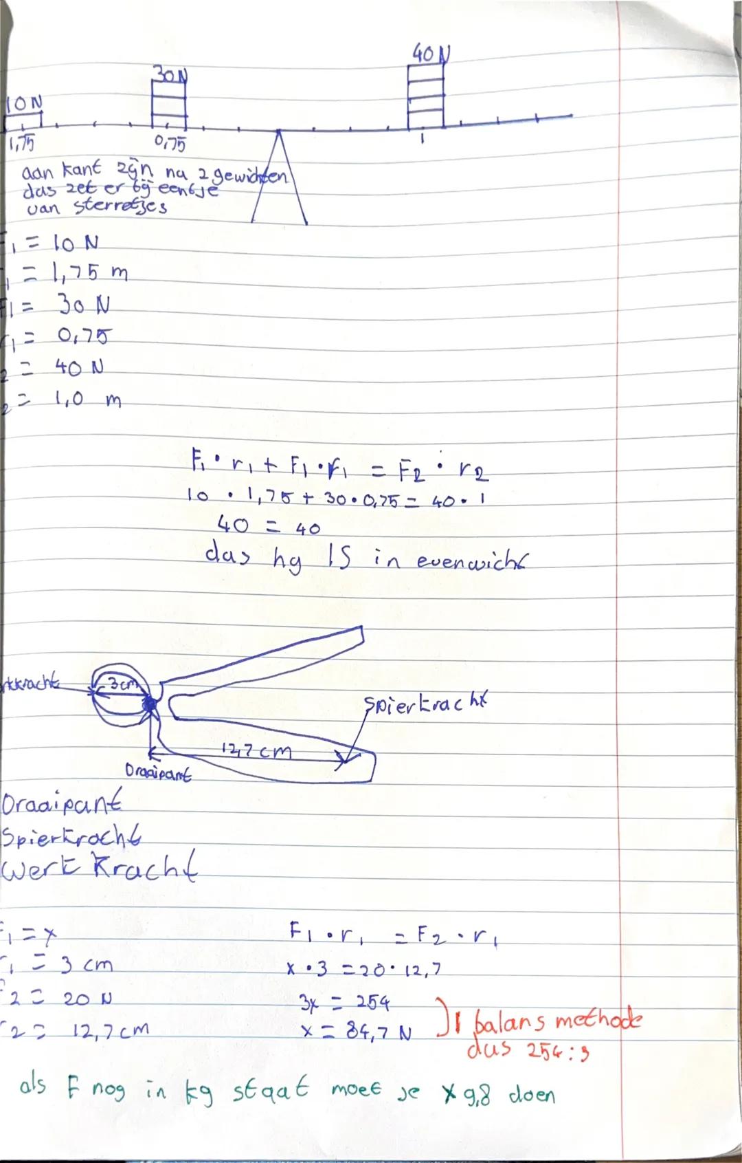 Hefboom: een voorbeeld is een wid
Draaipant: als Je gaat wippen blyft alleen
net midden van de balk op zijn plaats
$M= F \cdot r$
M: mome