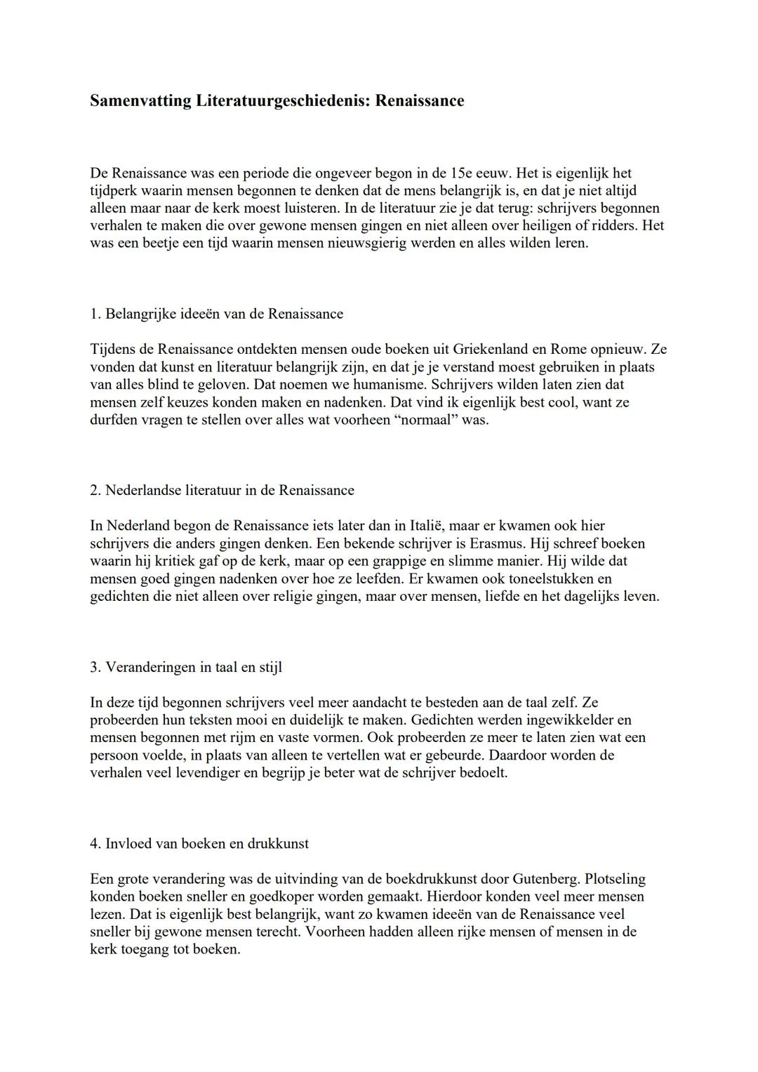 Literatuurgeschiedenis – Renaissance