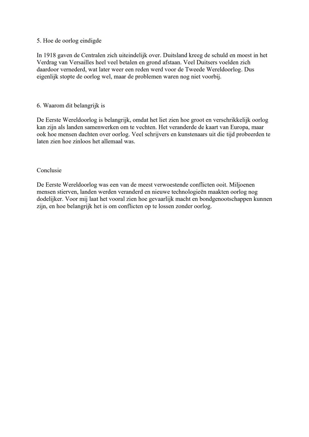 # Samenvatting Geschiedenis: Eerste Wereldoorlog
De Eerste Wereldoorlog duurde van 1914 tot 1918 en wordt vaak de "Grote Oorlog"
genoemd. H
