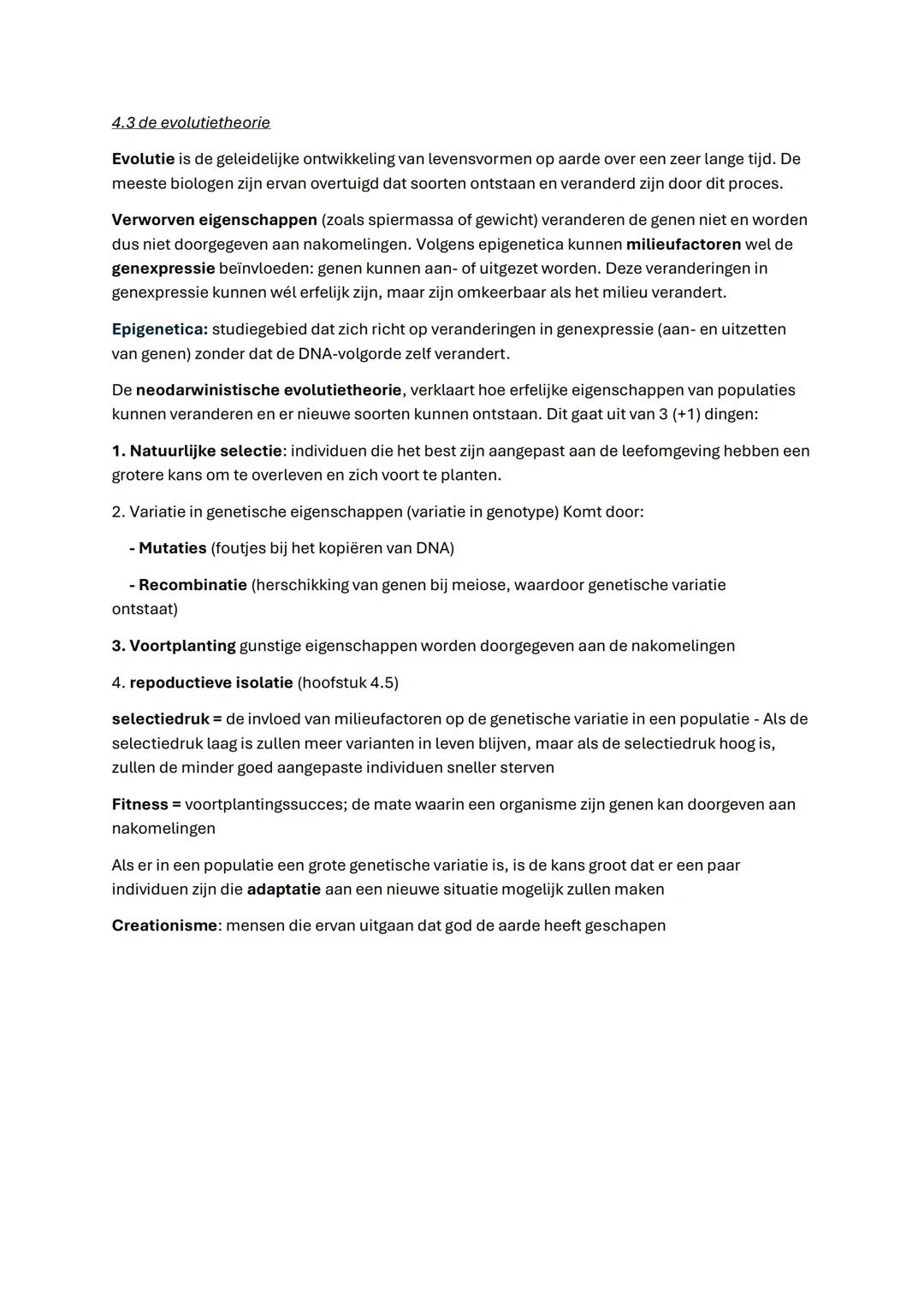 # H4.1 ontwikkeling van het leven
Het begon allemaal met chemische evolutie; waar organische stoffen gevormd werden uit
anorganische stoffe