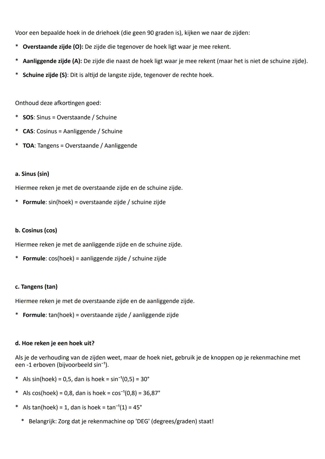 # 1. De Stelling van Pythagoras
Deze regel gebruik je alleen bij rechthoekige driehoeken. Dat zijn driehoeken met één hoek van precies 90
g