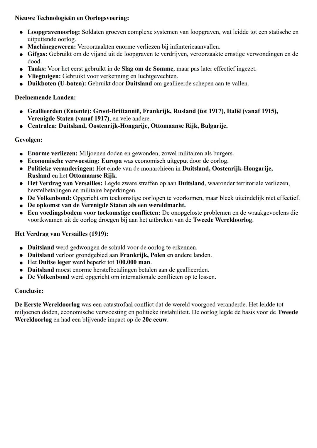 De Eerste Wereldoorlog, die duurde van 1914 tot 1918, was een van de meest verwoestende conflicten in de
menselijke geschiedenis. Hier zijn