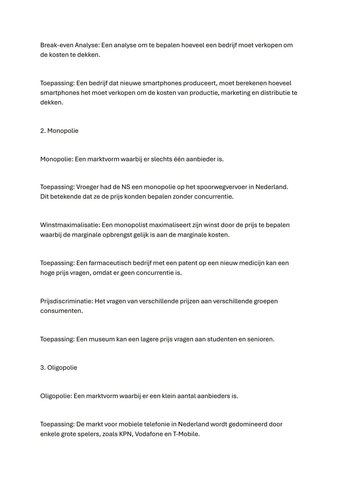 Tuurlijk, hier is een uitgebreidere uitleg van de belangrijkste concepten, zodat je ze beter
kunt begrijpen en toepassen:
1. Marktwerking e