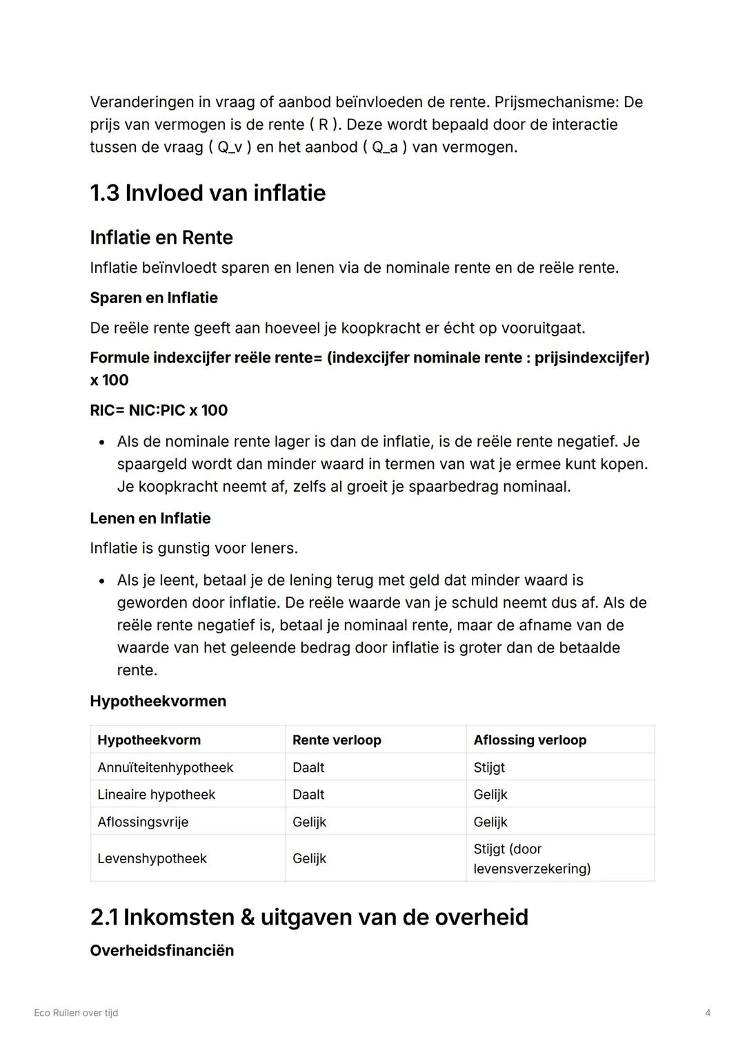# Eco Ruilen over tijd
## 1.1 Geld hoort bij het leven
Voorraad- en Stroomgrootheden
Voorraadgrootheid: De financiële stand van zaken op