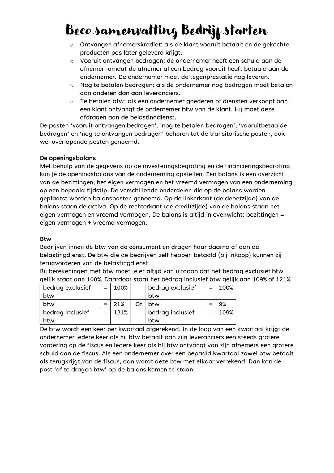 # Beco samenvatting Bedrijf starten
## Hoofdstuk 1 De oprichting van een onderneming
Je kunt ervoor kiezen in loondienst te gaan werken bi