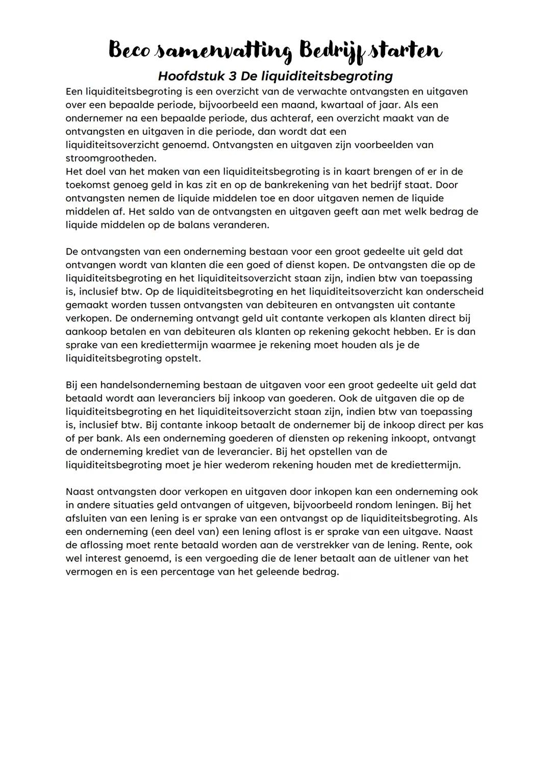 # Beco samenvatting Bedrijf starten
## Hoofdstuk 1 De oprichting van een onderneming
Je kunt ervoor kiezen in loondienst te gaan werken bi