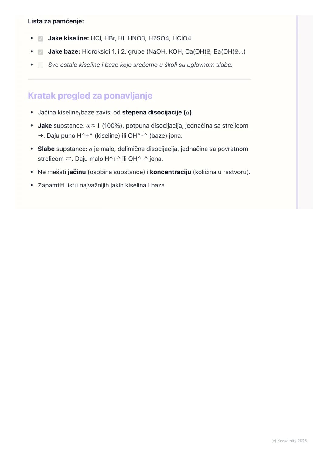 # Jačina kiselina i baza
Uvod u jačinu kiselina i baza
Nisu sve kiseline i baze iste. Na primer, hlorovodonična kiselina (HCI) u želucu
je